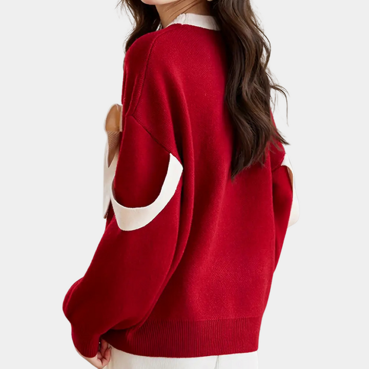 FAUSTA - Sofistikeret Sweater med Sløjfe Detaljer til Kvinder