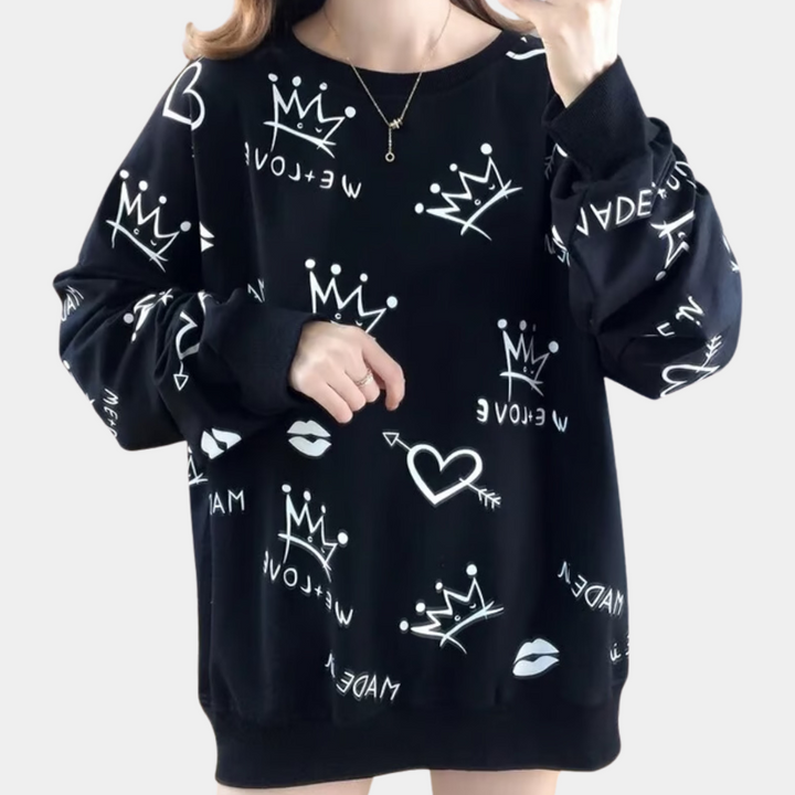 JOSIE - Afslappet Trykt Sweater til Damer