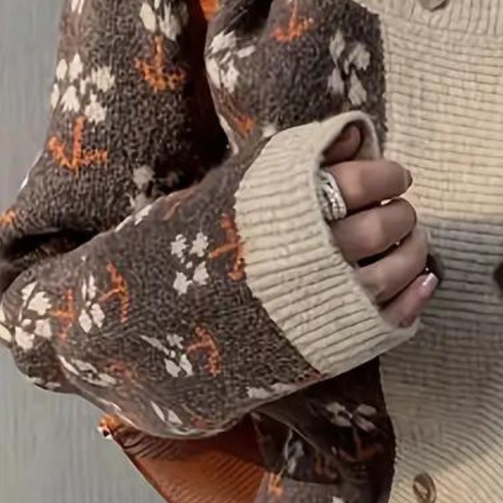 DOROTHY - Blomsterstrikket Cardigan til Kvinder