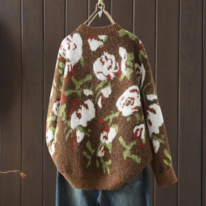 KAIA - Blomsterstrikket Sweater til Kvinder