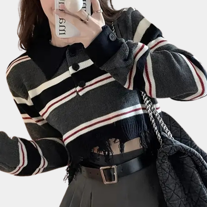 DELILAH - Afslappet Stribet Sweater til Kvinder