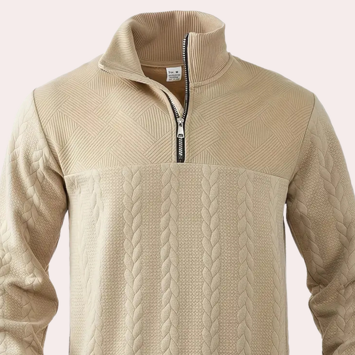 LAWRENCE - Strikket Sweater med Halv Lynlås til Mænd