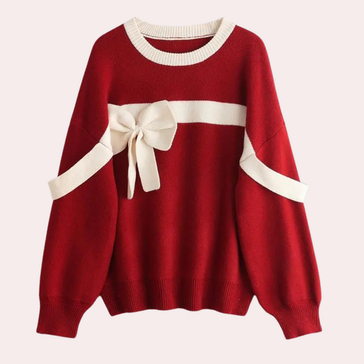 FAUSTA - Sofistikeret Sweater med Sløjfe Detaljer til Kvinder