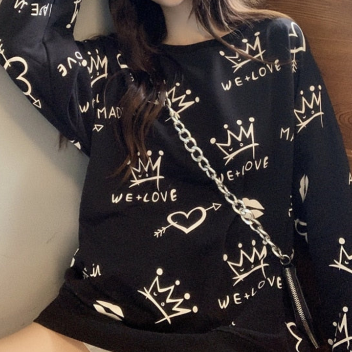 JOSIE - Afslappet Trykt Sweater til Damer