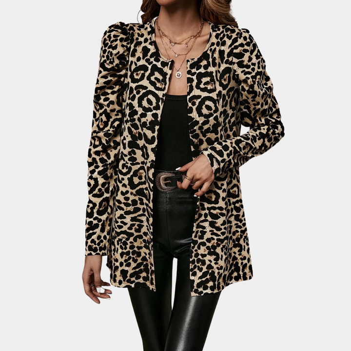 GRACE - Elegant Leopardmønstret Frakke til Kvinder