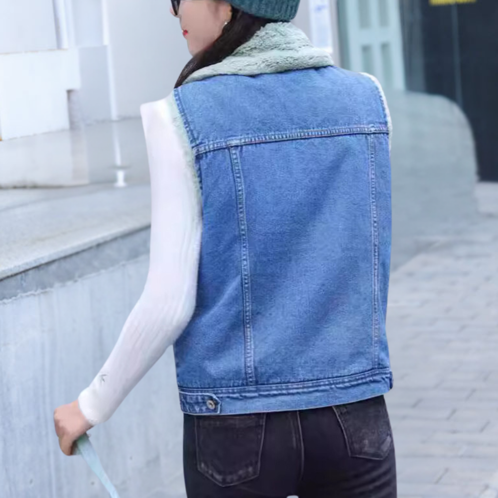 ELEANOR - Moderne Denim Vintervest til Kvinder