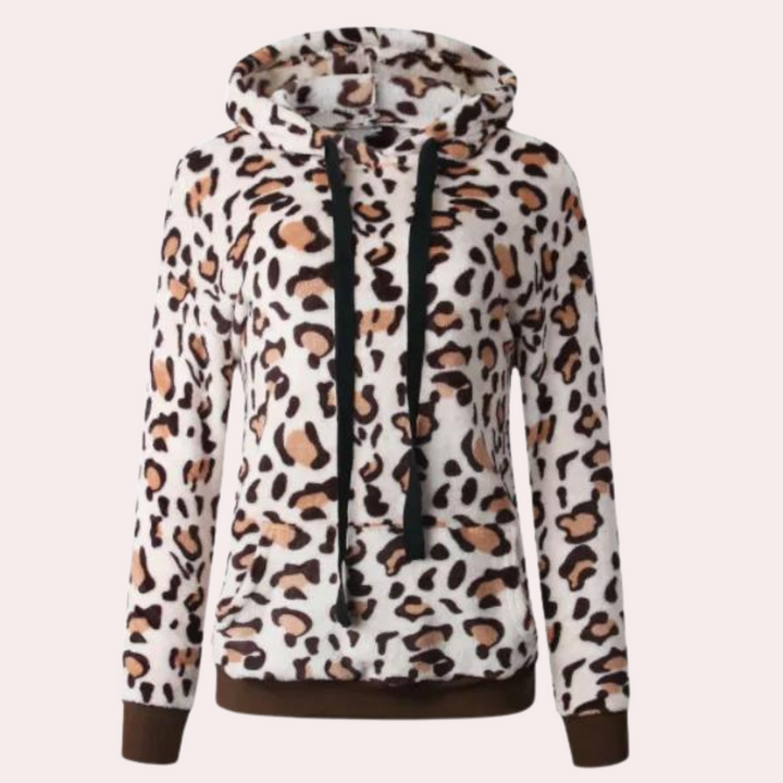 MOANNA - Leopardmønstret Vinter Hoodie til Damer