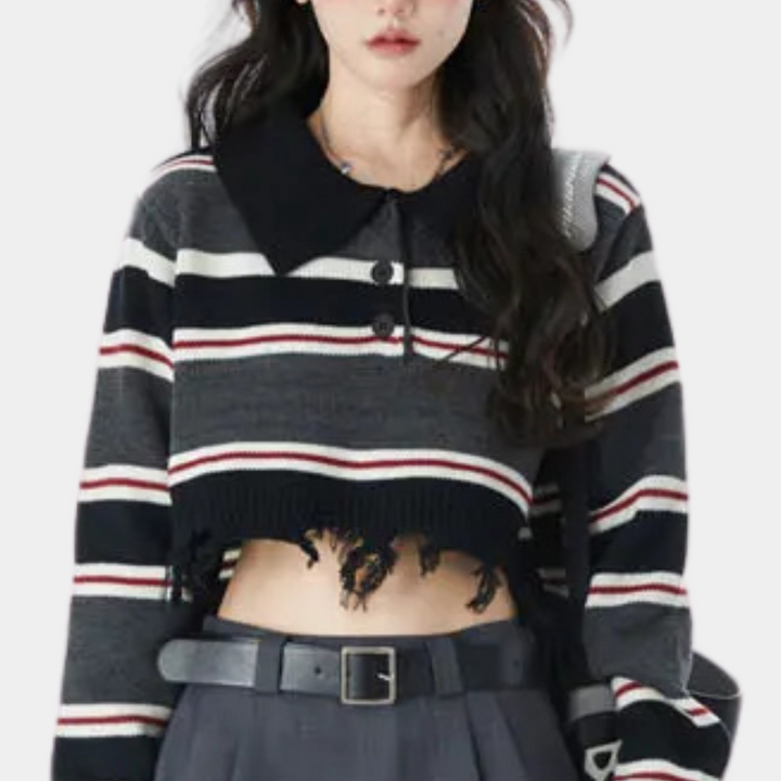 DELILAH - Afslappet Stribet Sweater til Kvinder