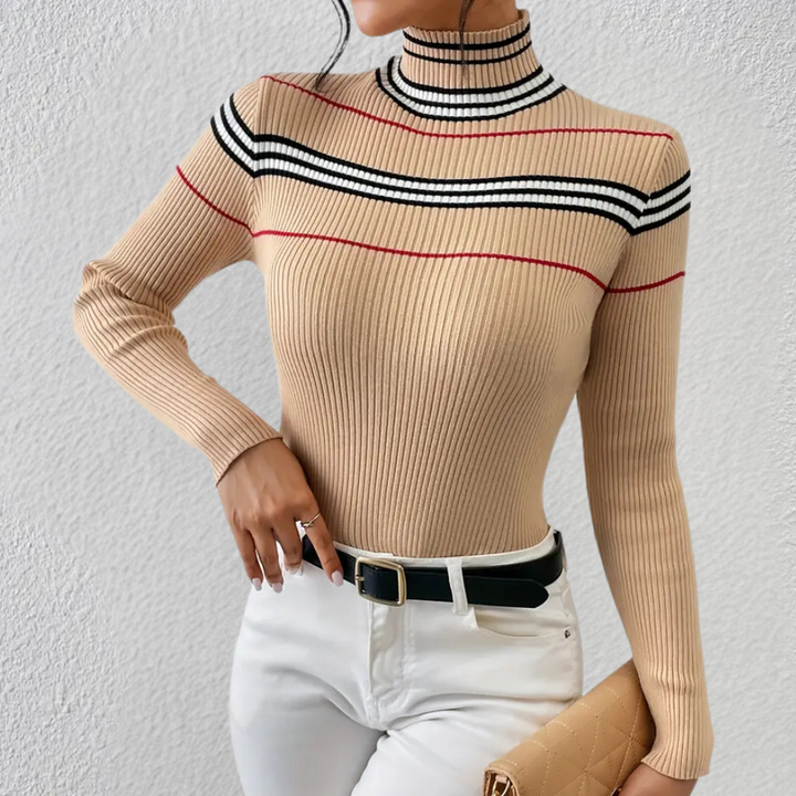 ETHEL - Ribbet Turtleneck Trøje til Kvinder
