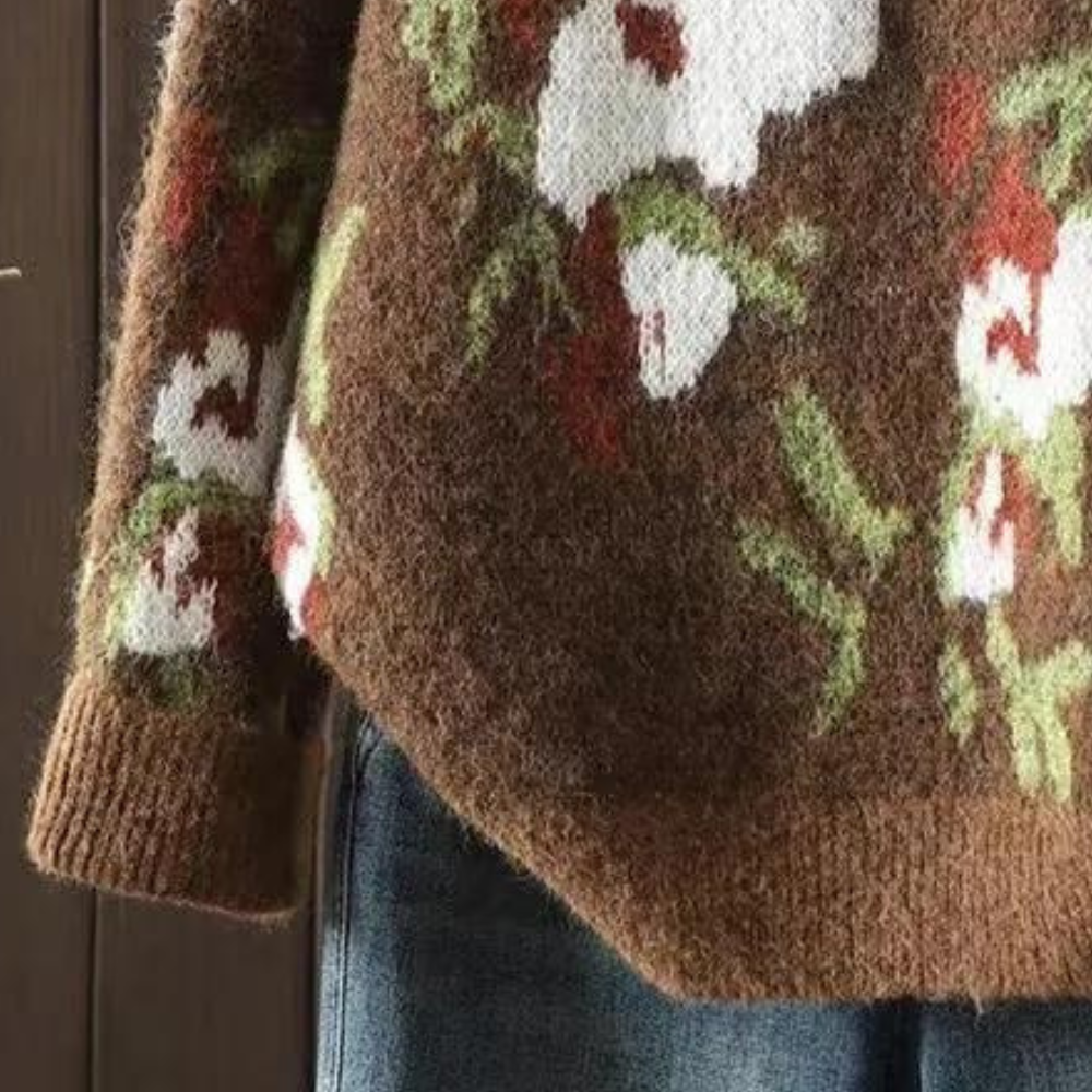 KAIA - Blomsterstrikket Sweater til Kvinder