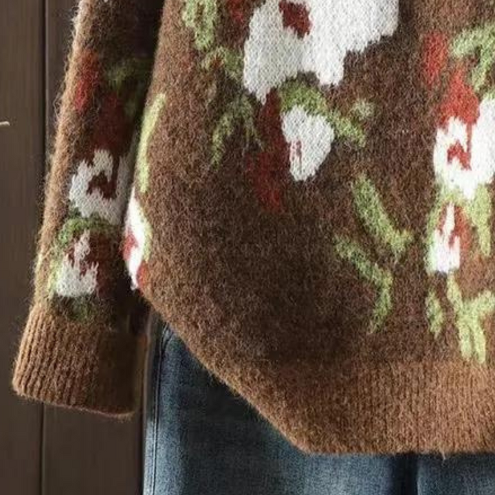 KAIA - Blomsterstrikket Sweater til Kvinder