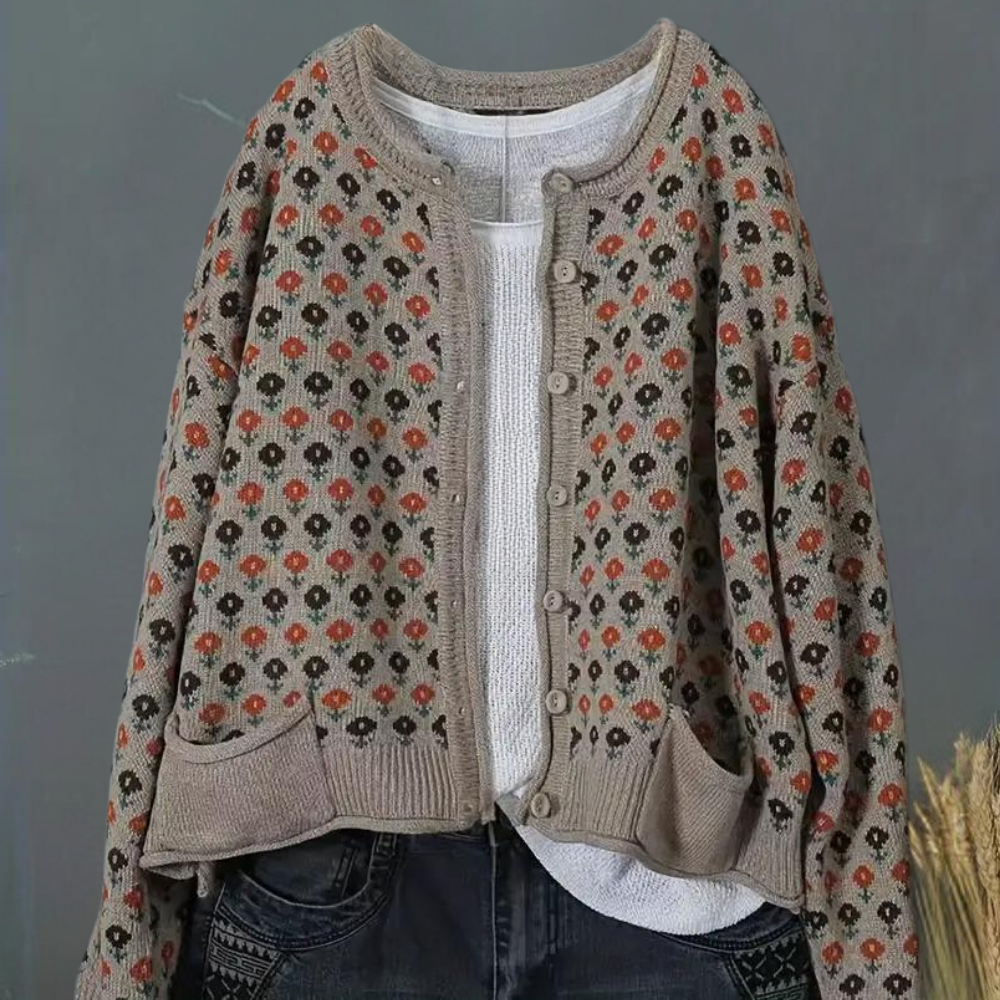 ETTA - Elegant Blomstret Cardigan til Kvinder