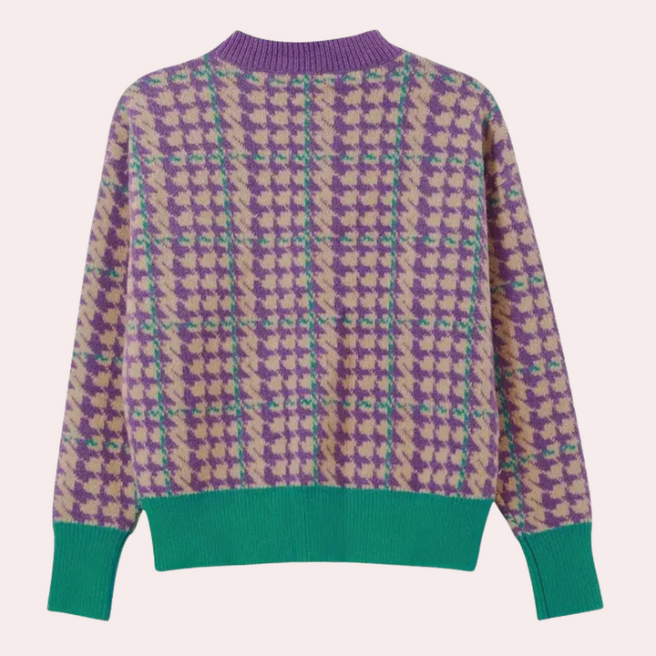 CLAUDETTA - Elegant Hundstooth Cardigan til Dame
