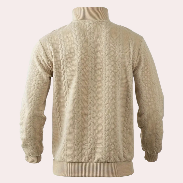 LAWRENCE - Strikket Sweater med Halv Lynlås til Mænd