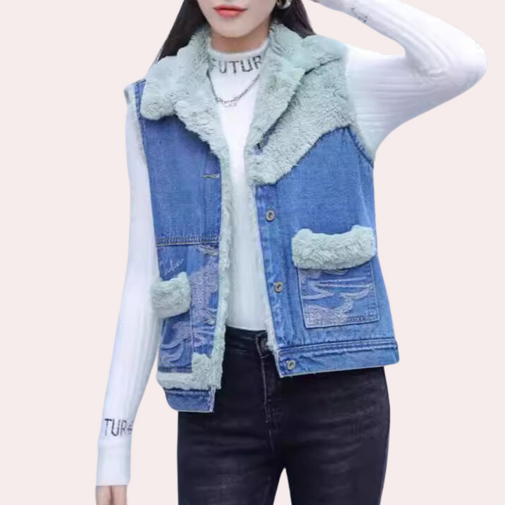 ELEANOR - Moderne Denim Vintervest til Kvinder