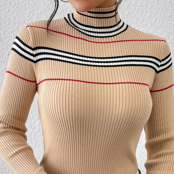 ETHEL - Ribbet Turtleneck Trøje til Kvinder