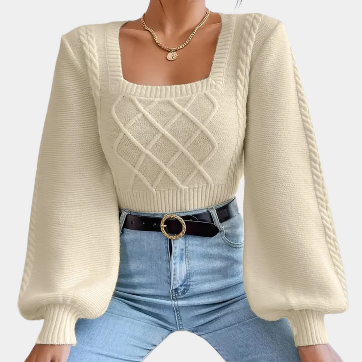 AAYLA - Moderne Sweater med Kvadratisk Krave til Kvinder