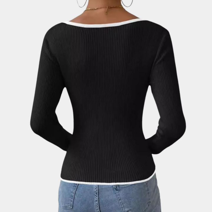 DENISE - Elegant V-Hals Sweater til Damer