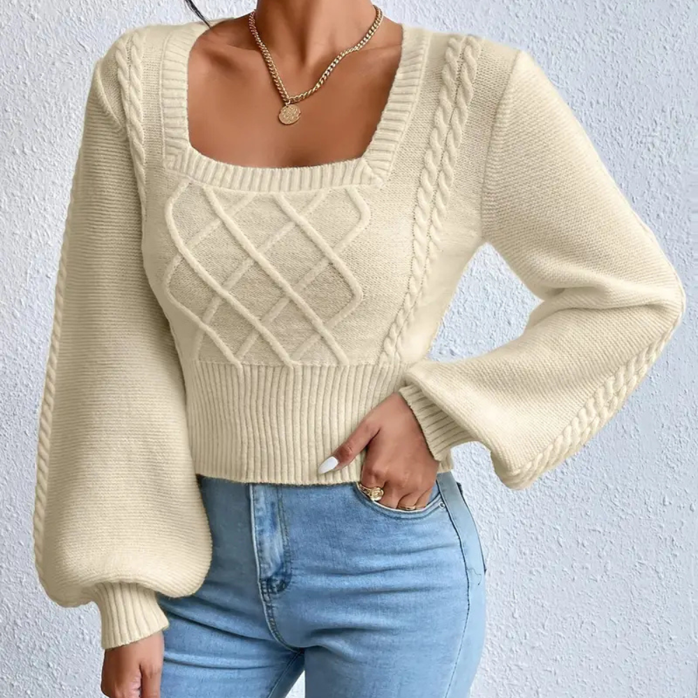 AAYLA - Moderne Sweater med Kvadratisk Krave til Kvinder