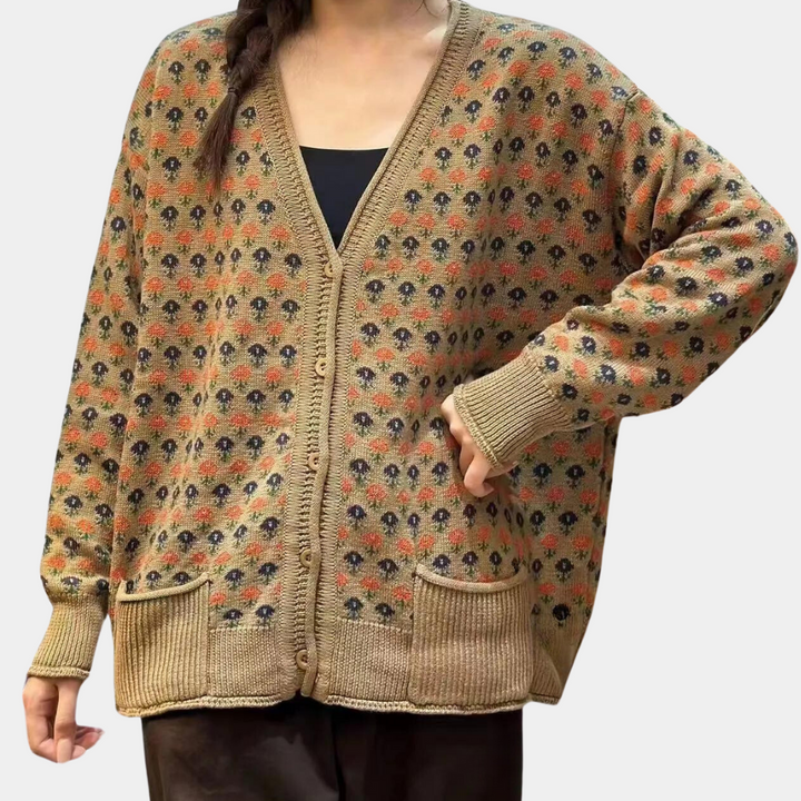 ETTA - Elegant Blomstret Cardigan til Kvinder