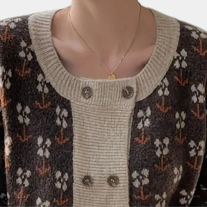 DOROTHY - Blomsterstrikket Cardigan til Kvinder
