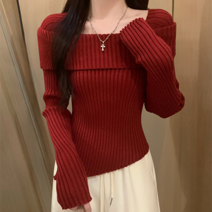 NANCY - Elegant Sweater uden Skuldre til Kvinder