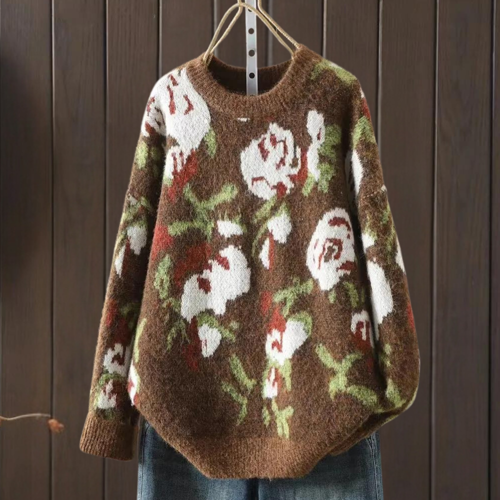 KAIA - Blomsterstrikket Sweater til Kvinder
