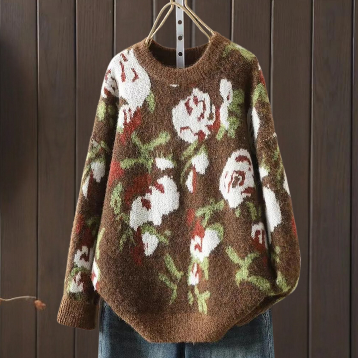 KAIA - Blomsterstrikket Sweater til Kvinder