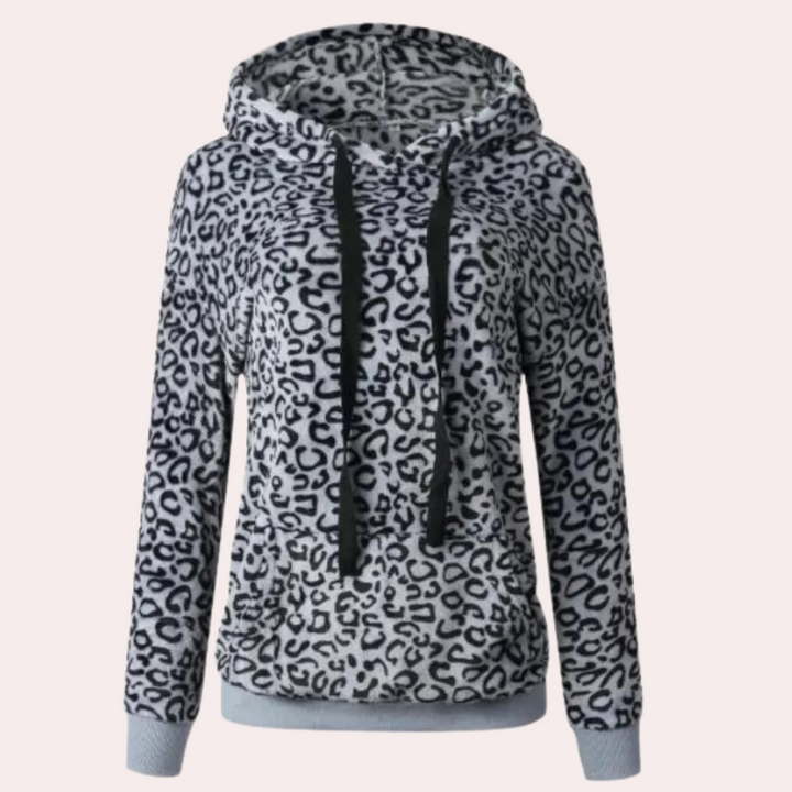 MOANNA - Leopardmønstret Vinter Hoodie til Damer