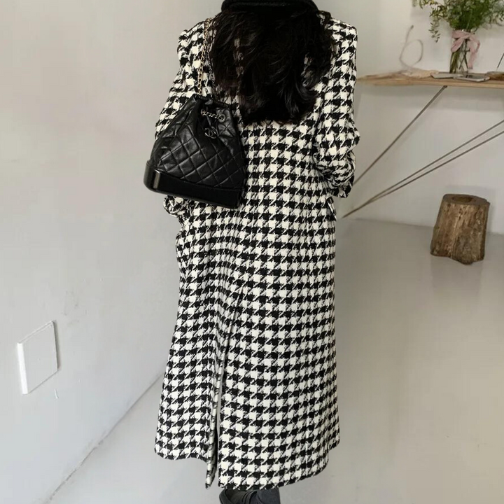 KANA - Stilfuld Houndstooth Vinterfrakke til Kvinder