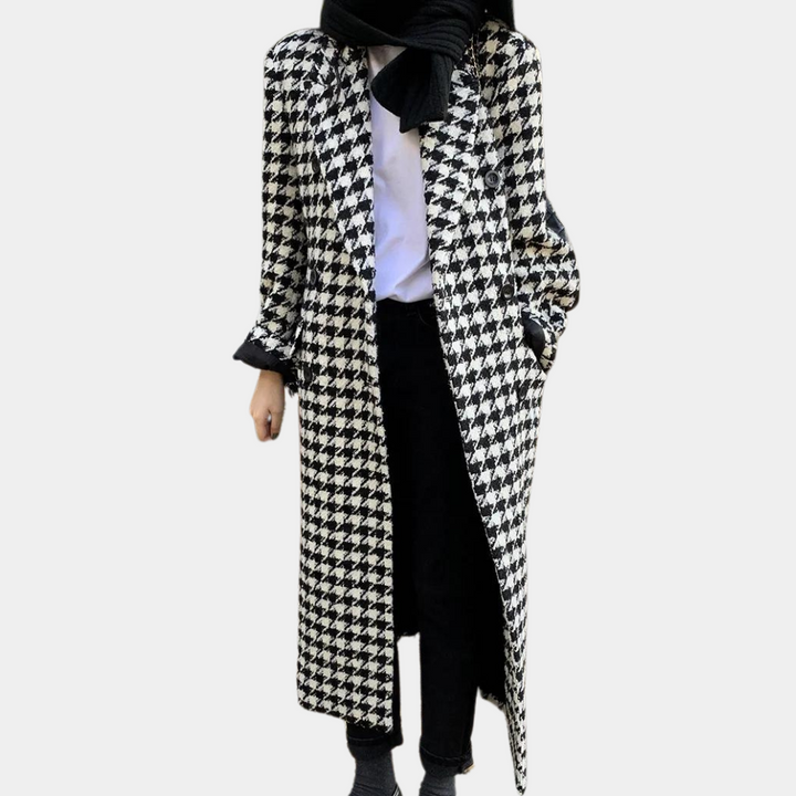 KANA - Stilfuld Houndstooth Vinterfrakke til Kvinder